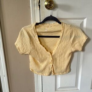 Women's Cream Button-Up Ribbed Top